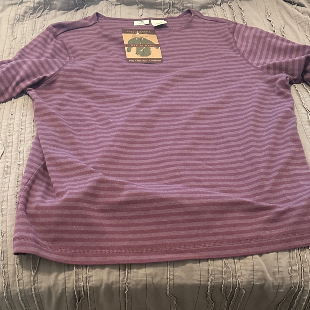 Purple Striped Short Sleeve Tee